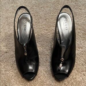 Guess Black Zipper Peep Toe Heels